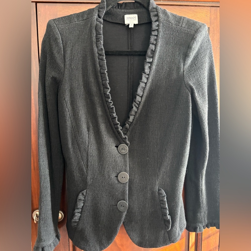 Armani Collezioni Stretch Ruffle Blazer